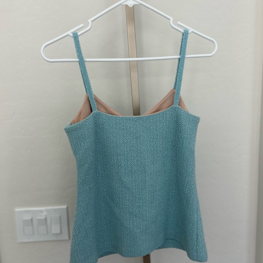 St. John Wool Cashmere Blend Tank Top Blue - Picture 4 of 8